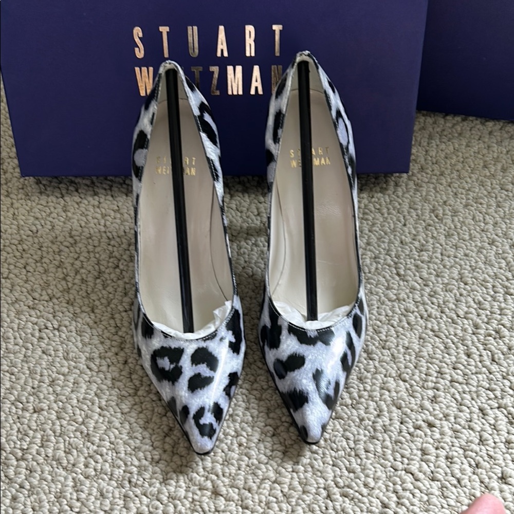 Stuart Weitzman Black and White Leopard Heels